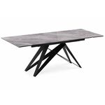 Стол стеклянный Блэкберн 140(200)х80 кристл серый мрамор / черный | Интернет магазин мебели и декора LifeDekor