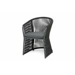 "Романо" стул плетеный из роупа, каркас алюминий темно-серый (RAL7024) муар, роуп темно-серый круглый, ткань темно-серая 027 | Интернет магазин мебели и декора LifeDekor