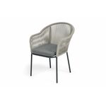 "Лион" стул плетеный из роупа, каркас из стали темно-серый (RAL7024) муар, роуп серый меланж круглый, ткань серая 017 | Интернет магазин мебели и декора LifeDekor