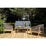 "Канны" лаунж-зона 4-местная из роупа со столом "Гранада" (серый гранит), основание дуб, роуп коричневый, ткань темно-серая | Интернет магазин мебели и декора LifeDekor