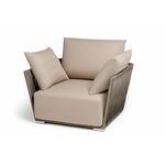 "Касабланка" кресло плетеное из роупа, каркас алюминий белый, роуп бежевый 20мм, ткань бежевая | Интернет магазин мебели и декора LifeDekor