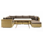 "Лунго" обеденная группа угловая из искусственного ротанга, цвет соломенный | Интернет магазин мебели и декора LifeDekor