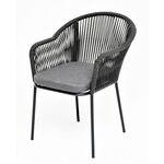 "Лион" стул плетеный из роупа, каркас из стали коричневый (RAL8016) муар, роуп коричневый круглый, ткань бежевая | Интернет магазин мебели и декора LifeDekor