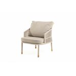 "Верона" кресло плетеное из роупа, каркас алюминий белый муар, роуп бежевый круглый, ткань бежевая 15052 | Интернет магазин мебели и декора LifeDekor