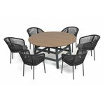 "Рио" обеденная группа на 6 персон, стол HPL "дуб", цвет темно-серый | Интернет магазин мебели и декора LifeDekor