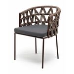 "Диего" стул плетеный из роупа, каркас из стали коричневый (RAL8016) муар, роуп коричневый круглый, ткань темно-серая 027 | Интернет магазин мебели и декора LifeDekor