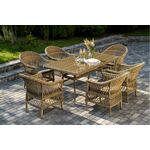 "Амароне" обеденная группа из искусственного ротанга на 6 персоны, цвет соломенный | Интернет магазин мебели и декора LifeDekor