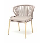 "Милан" стул плетеный из роупа, каркас алюминий (RAL1001), роуп бежевый круглый, ткань бежевая | Интернет магазин мебели и декора LifeDekor