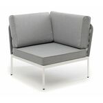 "Канны" левый модуль плетеный из роупа, каркас алюминий темно-серый (RAL7024) шагрень, роуп темно-серый круглый, ткань темно-серая | Интернет магазин мебели и декора LifeDekor