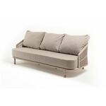 "Верона" диван 3-местный плетеный из роупа, каркас алюминий белый муар, роуп бежевый круглый, ткань бежевая 15052 | Интернет магазин мебели и декора LifeDekor