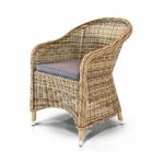 "Равенна" плетеное кресло из искусственного ротанга, цвет соломенный с серой подушкой | Интернет магазин мебели и декора LifeDekor