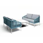 "Канны" лаунж-зона 4-местная из роупа со столом "Гранада" (серый гранит), основание дуб, роуп коричневый, ткань бежевая | Интернет магазин мебели и декора LifeDekor