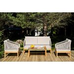 "Канны" лаунж-зона 4-местная из роупа со столиком "Канны" цвета "дуб", основание дуб, роуп бежевый | Интернет магазин мебели и декора LifeDekor