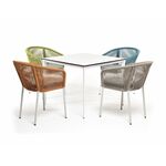 "Аркобалено" обеденная группа на 4 персоны со стульями "Марсель", каркас белый, роуп цветной | Интернет магазин мебели и декора LifeDekor