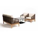 "Канны" лаунж-зона 4-местная из роупа со столом "Гранада" (серый гранит), основание дуб, роуп коричневый, ткань бежевая | Интернет магазин мебели и декора LifeDekor