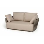 "Форли" диван 2-местный плетеный из роупа, каркас алюминий светло-серый (RAL7035) муар, роуп серо-коричневый 23мм, ткань Mossle бежевая | Интернет магазин мебели и декора LifeDekor