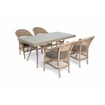 "Амароне" обеденная группа из искусственного ротанга на 4 персоны, цвет соломенный | Интернет магазин мебели и декора LifeDekor