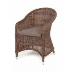 "Равенна" плетеное кресло из искусственного ротанга, цвет коричневый с серой подушкой | Интернет магазин мебели и декора LifeDekor