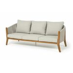 "Сидней" диван 3-местный плетеный из роупа, основание тик, каркас алюминий бежевый, роуп бежевый, ткань бежевая | Интернет магазин мебели и декора LifeDekor