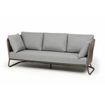 "Багамы" диван 3-местный плетеный из роупа, каркас алюминий бежево-серый (RAL7006) муар, роуп серо-коричневый 23мм, ткань светло-серая | Интернет магазин мебели и декора LifeDekor