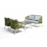 "Милан" лаунж-зона 4-местная плетеная из роупа (веревки), каркас алюминиевый светло-серый, роуп салатовый меланж | Интернет магазин мебели и декора LifeDekor