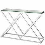 Консольный столик LIVIA прозрачное стекло 120*40, каркас хром | Интернет магазин мебели и декора LifeDekor