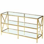 Консольный столик VANESSA прозрачное стекло 140*45, каркас золото | Интернет магазин мебели и декора LifeDekor