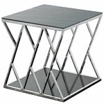 Столик журнальный TALISMAN тонированное стекло 55*55*55, каркас серебро | Интернет магазин мебели и декора LifeDekor