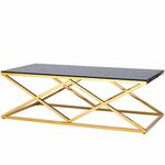 Столик журнальный SYMPHONY тонированное стекло 120*60*40, каркас золото | Интернет магазин мебели и декора LifeDekor