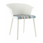 Стул пластиковый MALTA белый с подушкой цветные полосы | Интернет магазин мебели и декора LifeDekor