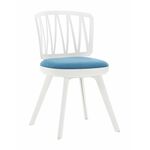 Стул пластиковый VIOLA белый с синей подушкой | Интернет магазин мебели и декора LifeDekor