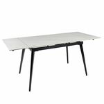 Стол керамический DENVER  WHITE MARBLE MATT 120, каркас черный | Интернет магазин мебели и декора LifeDekor