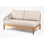 "Канны" правый модуль плетеный из роупа, основание дуб, роуп бежевый круглый, ткань бежевая 15052 | Интернет магазин мебели и декора LifeDekor