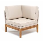 "Канны" угловой модуль плетеный из роупа, основание дуб, роуп бежевый круглый, ткань бежевая 15052 | Интернет магазин мебели и декора LifeDekor