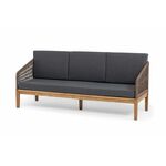 "Канны" диван 3-местный плетеный из роупа, основание дуб, роуп коричневый круглый, ткань Savana grafit | Интернет магазин мебели и декора LifeDekor