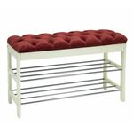 Банкетка "Грейс" (Дуб шампань, к/з Бордо, каретная стяжка) Вис | Интернет магазин мебели и декора LifeDekor