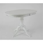 Стол обеденный овальный Капелла-2 110(150)х75х75 (цвет Белый / патина серебро/шпон дуб) Тип 2 | Интернет магазин мебели и декора LifeDekor