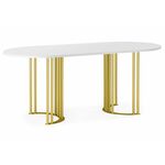 Стол деревянный Хьюго О 160 х 90 белая шагрень пленка / золотые ноги | Интернет магазин мебели и декора LifeDekor