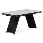 Стол стеклянный Вейв 140(200)х80 кристл белый мрамор / черный | Интернет магазин мебели и декора LifeDekor