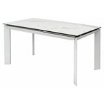 Стол CREMONA 140 HIGH GLOSS STATUARIO Белый мрамор глянцевый, керамика/ белый каркас М-City | Интернет магазин мебели и декора LifeDekor