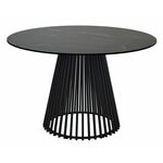 Стол TERNI 120 MATT BLACK MARBLE SINTERED STONE Черный мрамор матовый, керамика/Черный каркас М-City | Интернет магазин мебели и декора LifeDekor