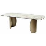 Стол BRONTE 220 KL-188 Контрастный мрамор матовый, итальянская керамика/ каркас цвета шампань М-City | Интернет магазин мебели и декора LifeDekor