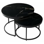 Журнальный стол Эрвин (комплект) Обсидиан, стекло/ черный каркас, M-city | Интернет магазин мебели и декора LifeDekor