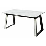 Стол Франк 160 БЕЛЫЙ МРАМОР, стекло / ЧЕРНЫЙ-БЕЛЫЙ МРАМОР, М-City | Интернет магазин мебели и декора LifeDekor