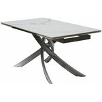 Стол ESTEBIO 160 GLOSS STATUARIO WHITE SOLID CERAMIC / Серый металлик, ®DISAUR | Интернет магазин мебели и декора LifeDekor