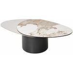 Стол кофейный NIKLAS PANDORA  керамика на стекле и окрашенный МДФ/ темно-серый МДФ каркас ®DISAUR | Интернет магазин мебели и декора LifeDekor