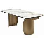 Стол BRONTE 200 раскладной KL-188 Контрастный мрамор матовый, итальянская керамика/ Шампань, ®DISAUR | Интернет магазин мебели и декора LifeDekor