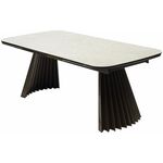 Стол ASTRID 200 TL-102 Бежевый мрамор, испанская керамика / Сланцево-золотистый каркас, ®DISAUR | Интернет магазин мебели и декора LifeDekor