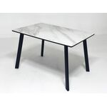 Стол ТИК ТАК 120  Белый мрамор активный, керамика / Черный каркас М-City | Интернет магазин мебели и декора LifeDekor