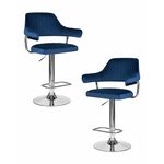 Набор 2 шт Стул барный DOBRIN CHARLY, синий велюр (MJ9-117) | Интернет магазин мебели и декора LifeDekor